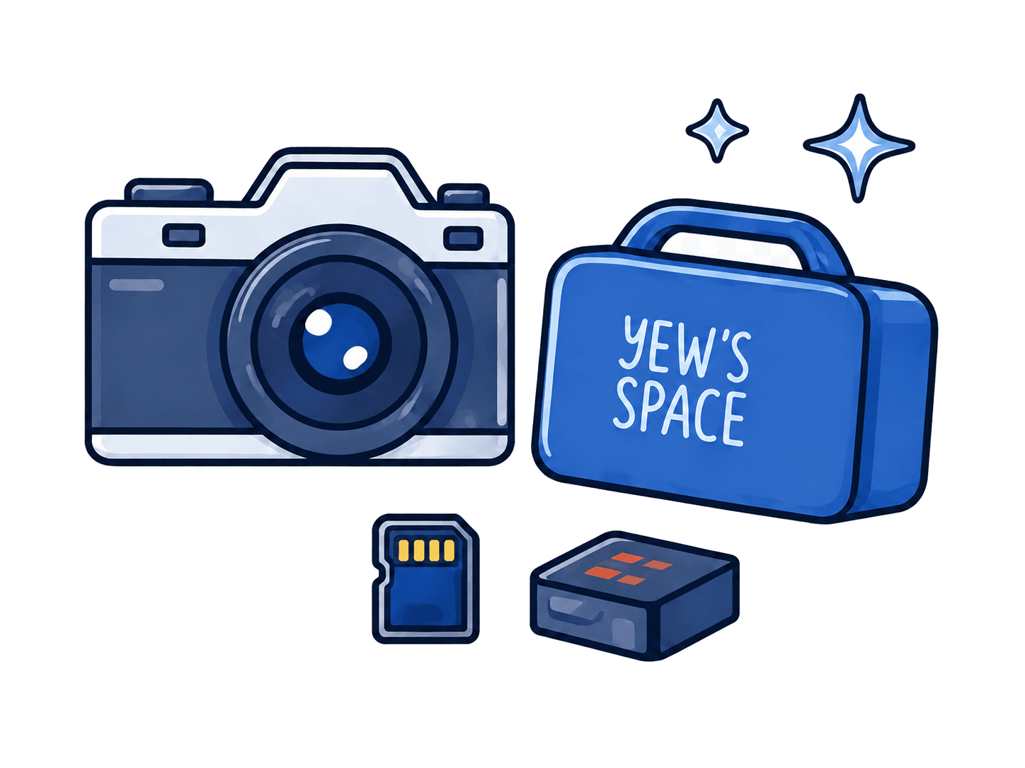 Camera kit and carrying case illustration