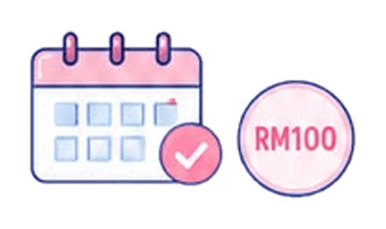 Calendar and RM100 booking fee illustration