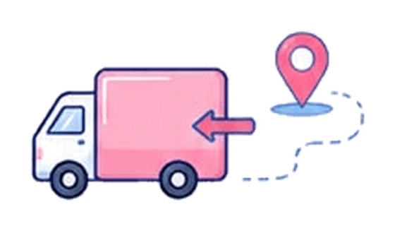 Delivery van and location pin illustration