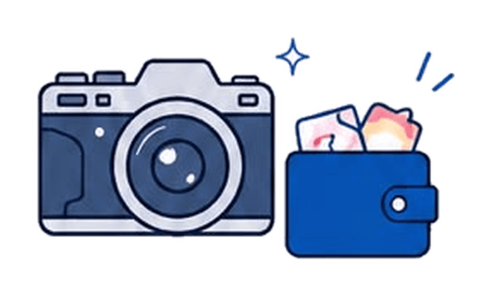Camera and wallet illustration for pickup payment