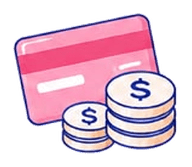 Payment card and coins illustration